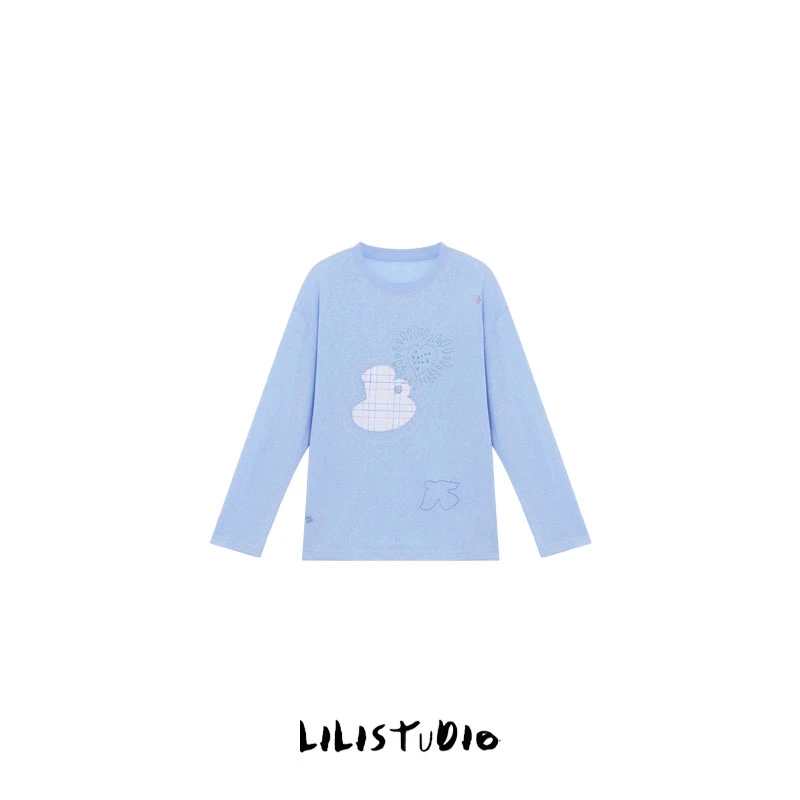 PCNY「淡蓝绘梦」不理理夏季新款小众女装活泼薄款套头宽松长袖T恤
