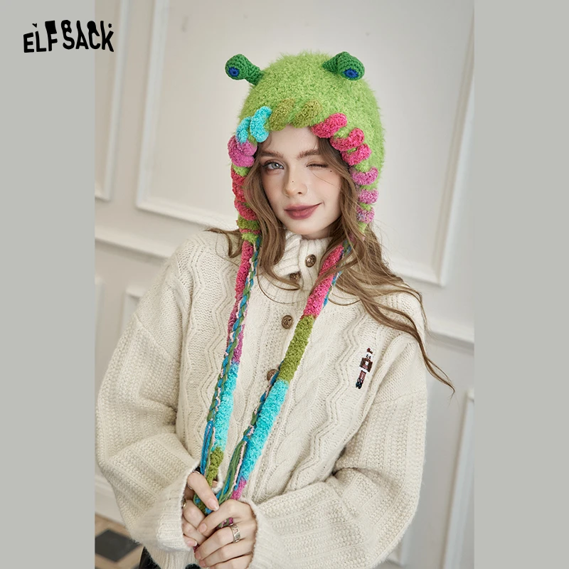【生活周边系列】妖精的口袋多巴胺搞怪小怪兽毛线帽子女2024冬