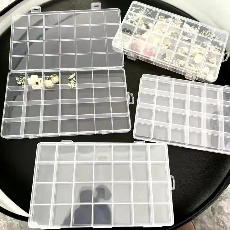 Y透明首饰收纳盒格子防蹿格美甲项链串珠饰品盒收便携珠宝密封塑