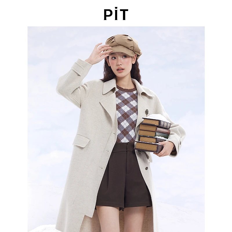 【秒杀价】pit复古拼色圆领毛针织衫女秋冬新款设计感内搭长袖上衣