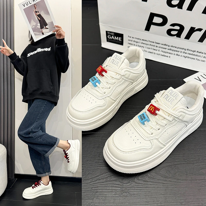 厚底小白鞋女2025春秋新款爆款配裙子透气休闲百搭运动增高女鞋