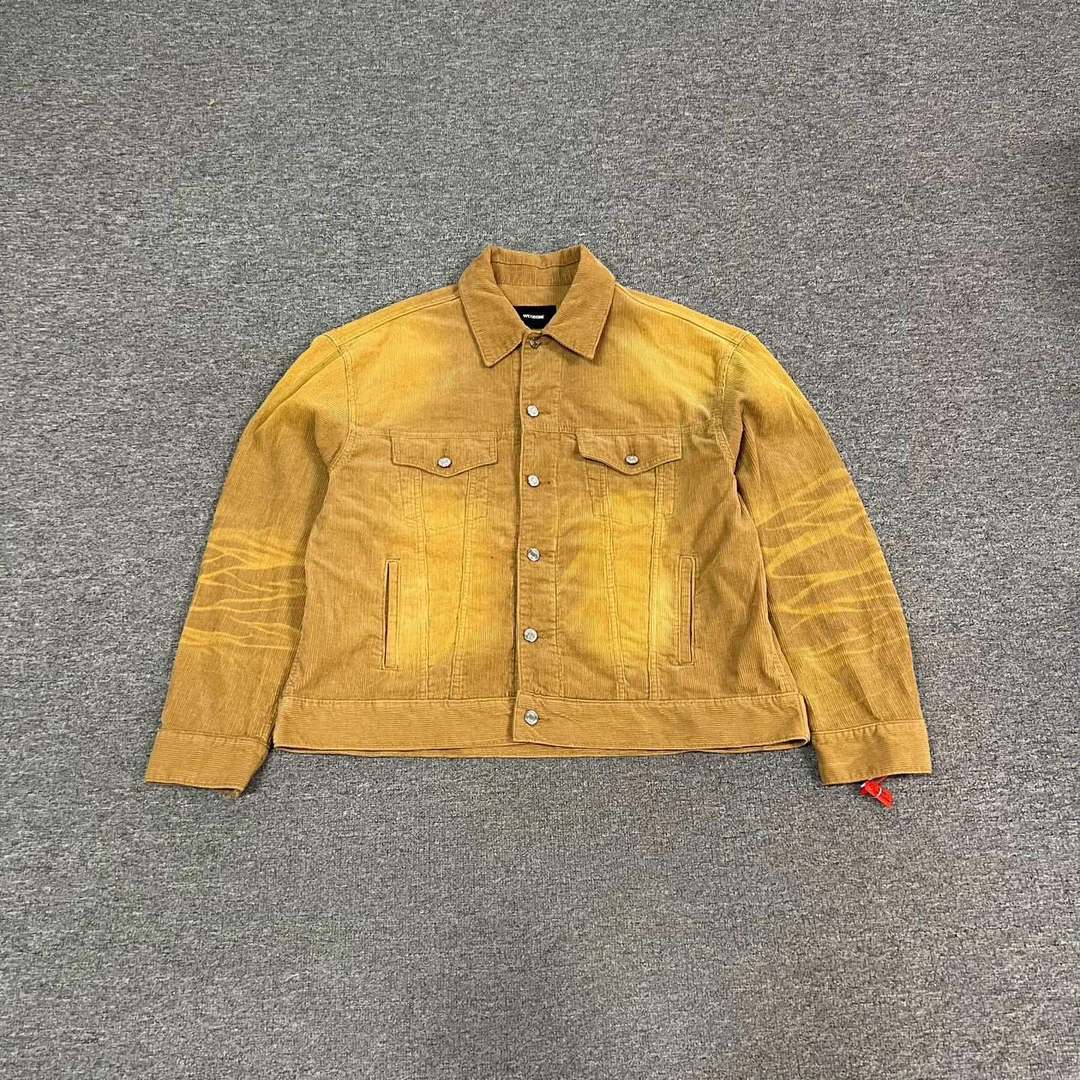 99新 WE11 DONE we11done 卡其色做旧牛仔夹克外套 s码
