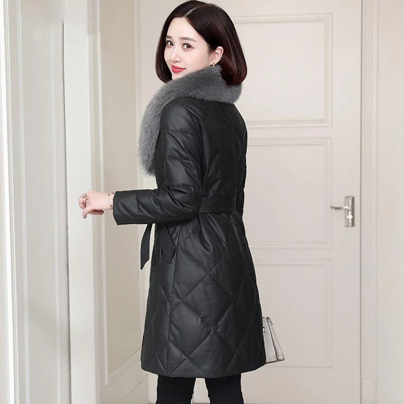 时尚冬款皮衣服女中长款宽松海宁皮衣毛领皮草皮加厚外套