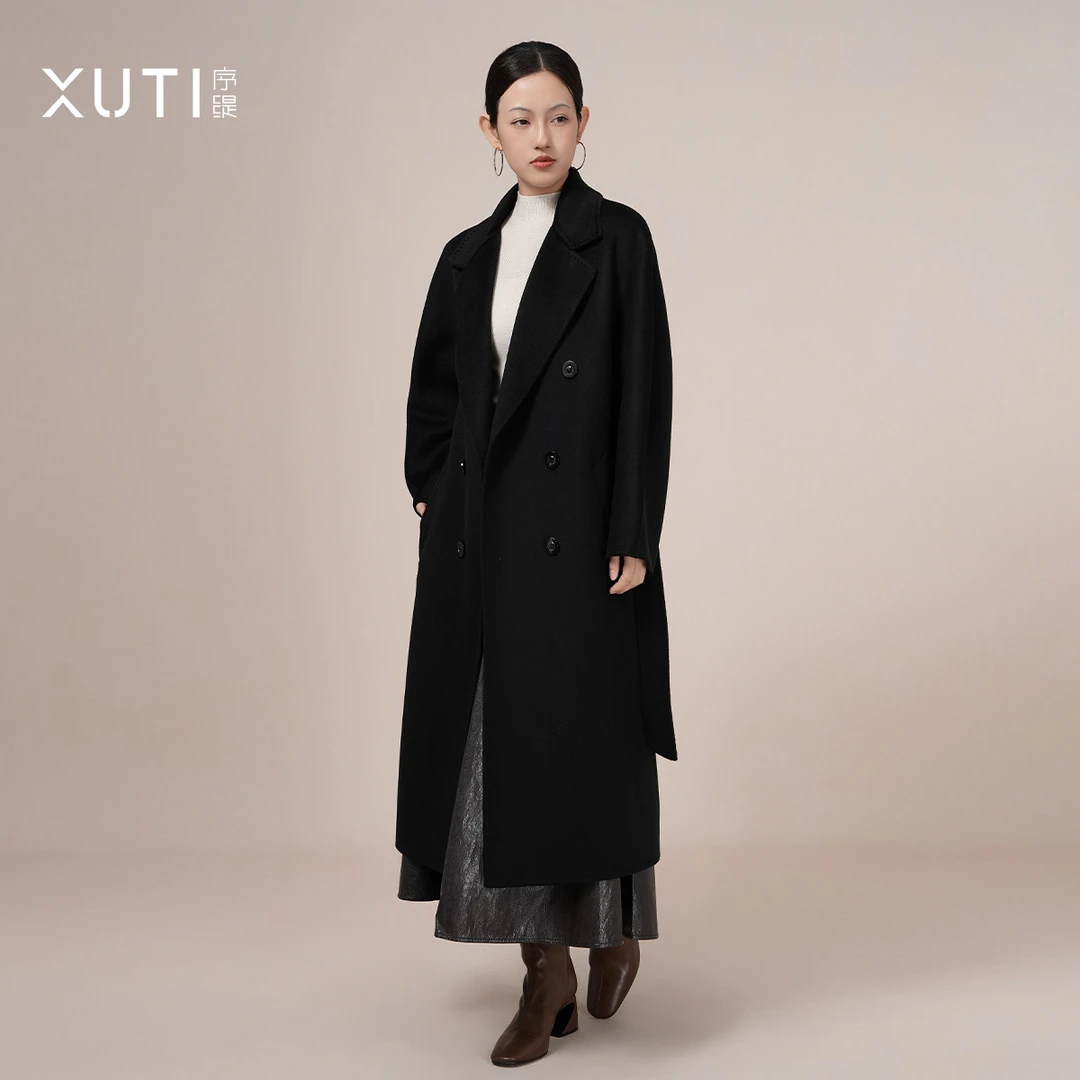 序缇100%山羊绒毛呢大衣女长款秋季新款高端外套H93-22071