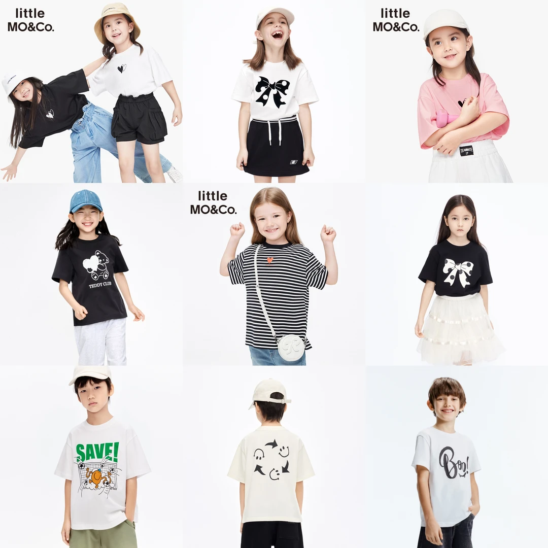 littlemoco童装23秋装新款女童印花短袖T恤合集#KBC3TEE034