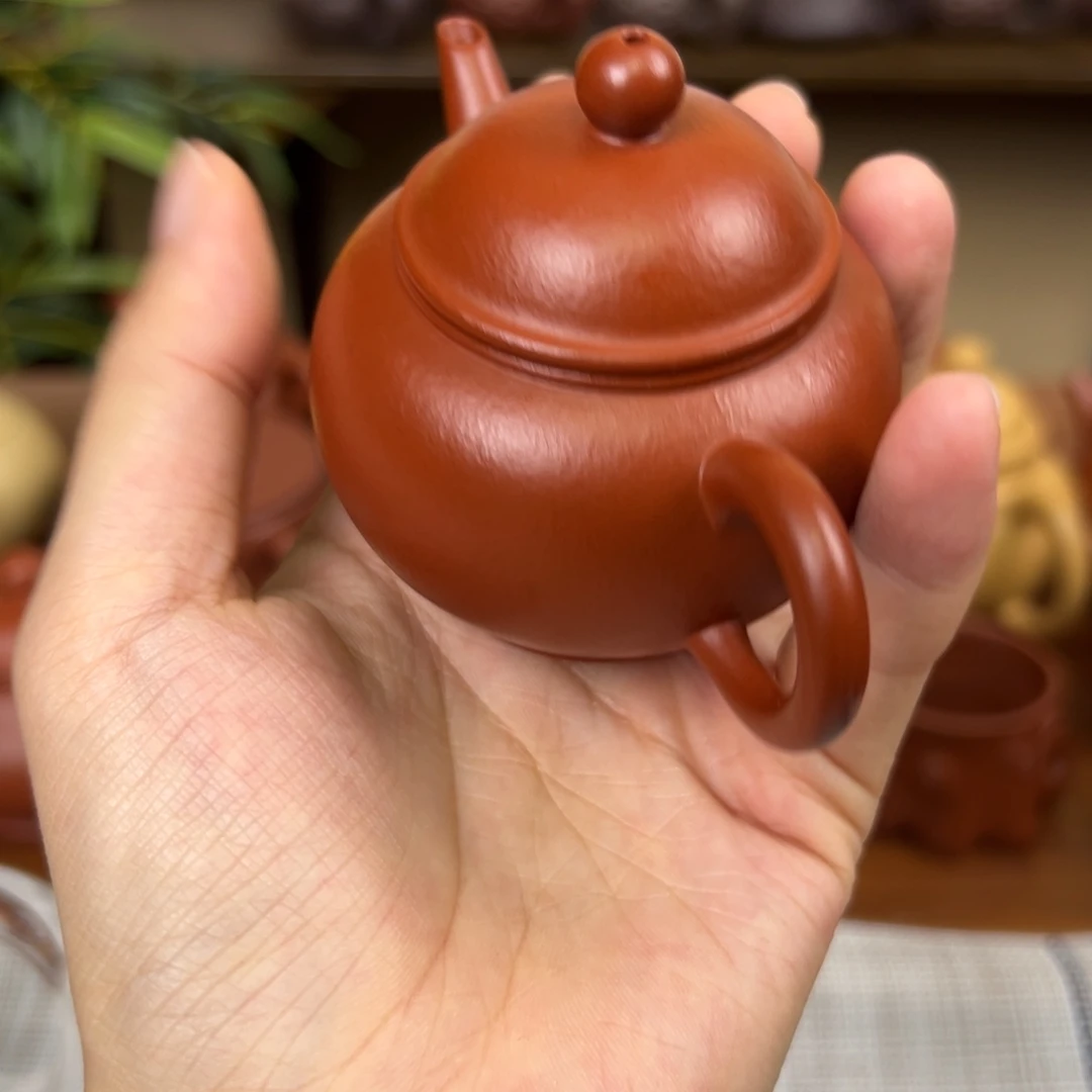 白***子茶壶紫砂紫砂壶水平朱泥75cc全手