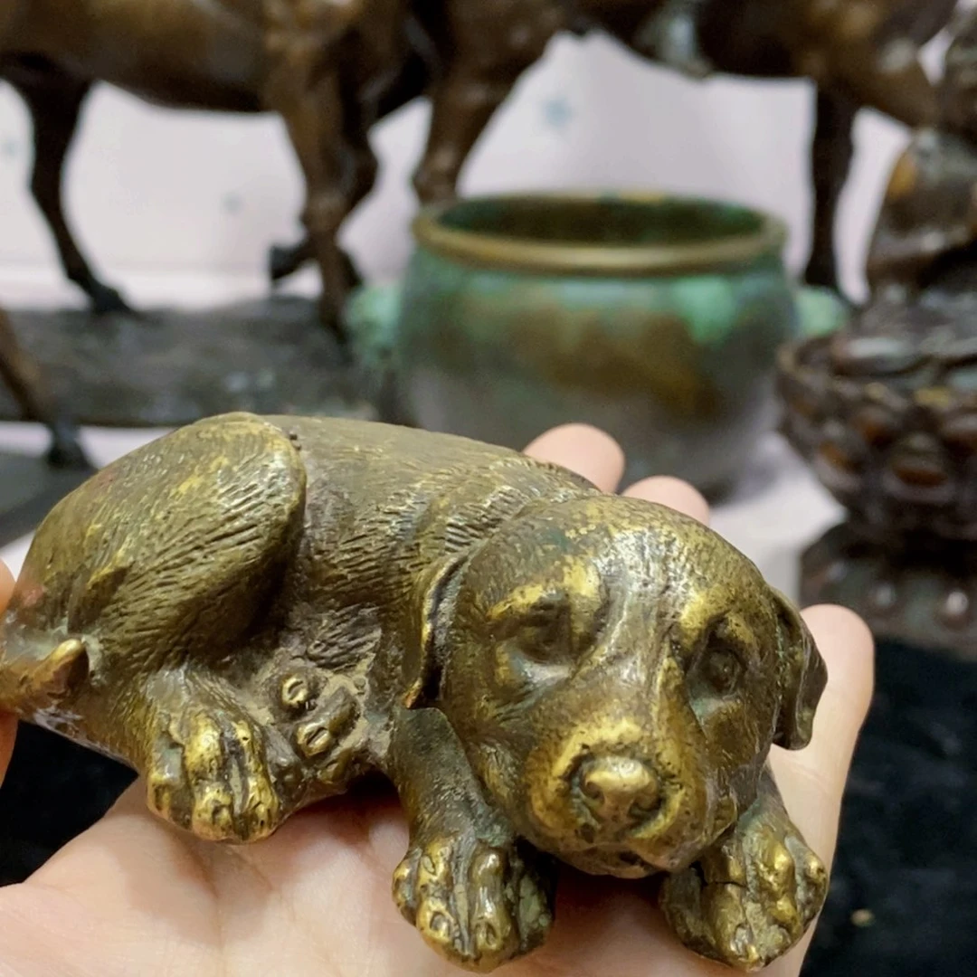 黄铜材质，小狗手把件