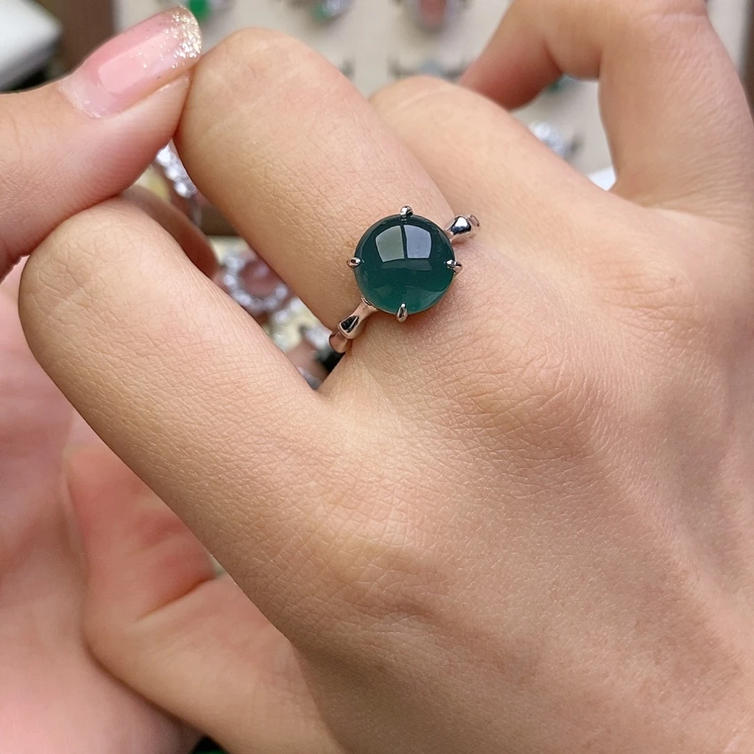 翡翠银S925镶嵌戒指