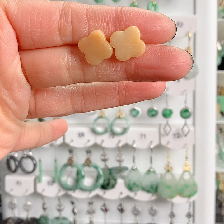 翡翠耳饰银S925镶嵌翡翠