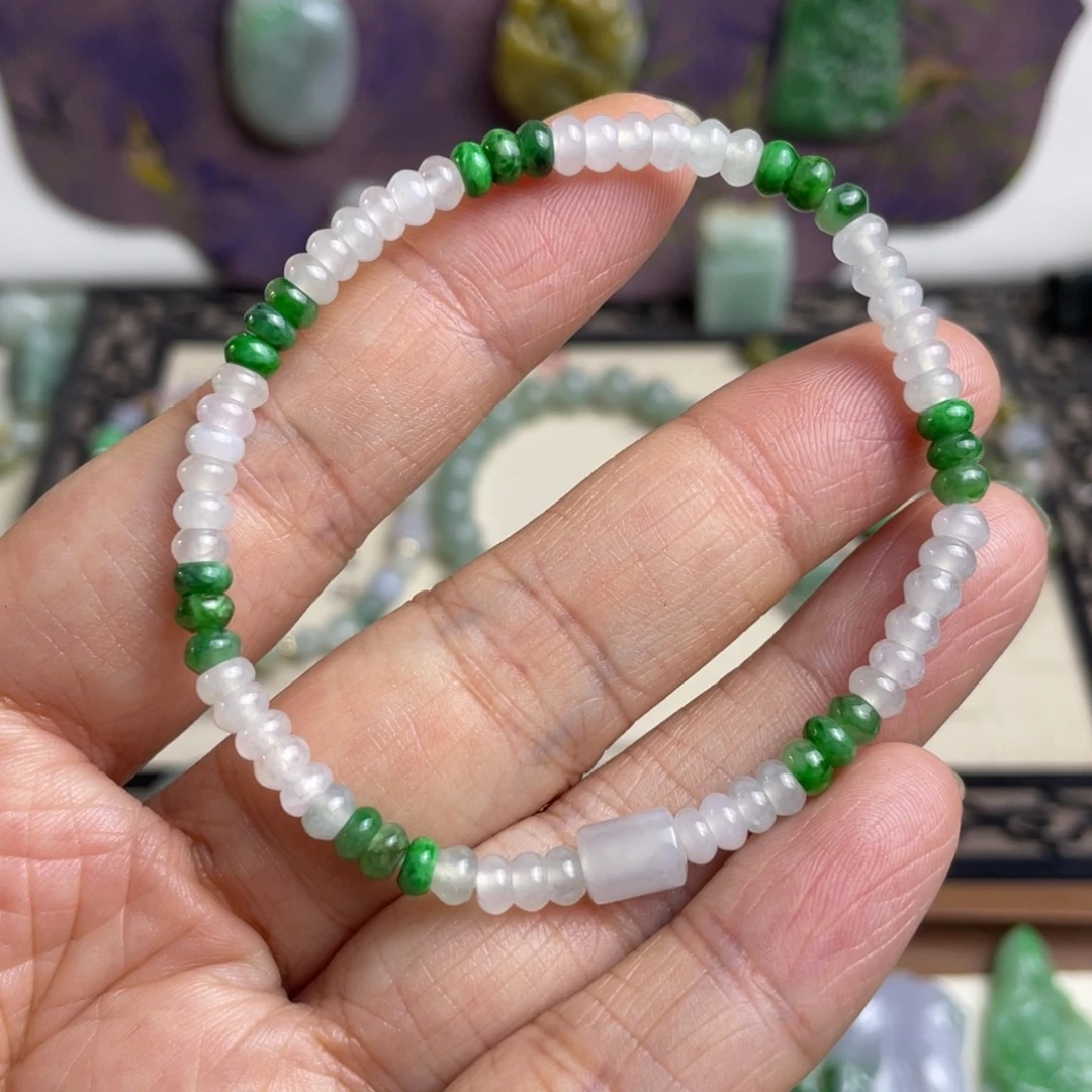 翡翠未镶嵌手链卡4.3算盘手链