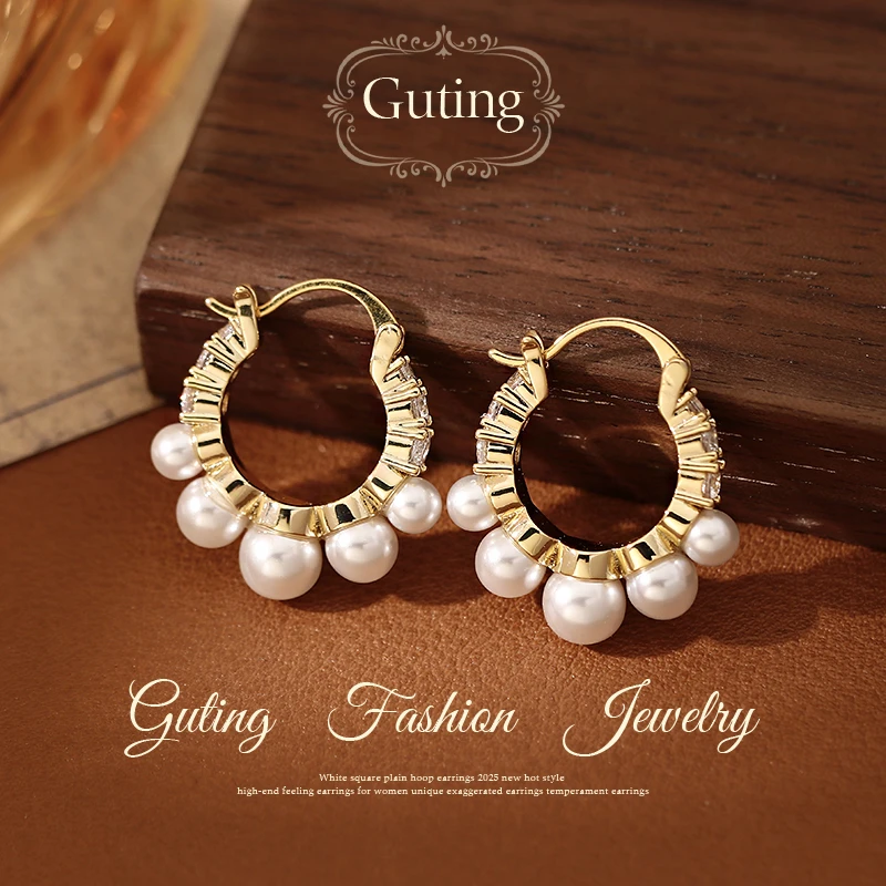 铜合金耳饰 23081金色纹理耳扣耳环圈圈女适合冬天的耳饰耳钉