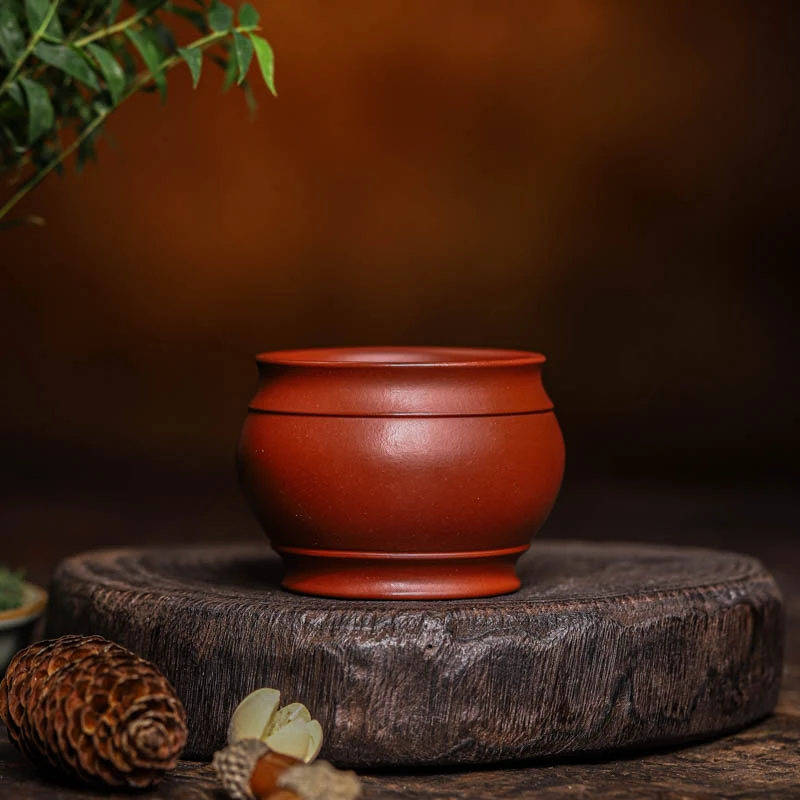 丨泥料体验  传统战鼓杯  大红袍转转全手工主人杯