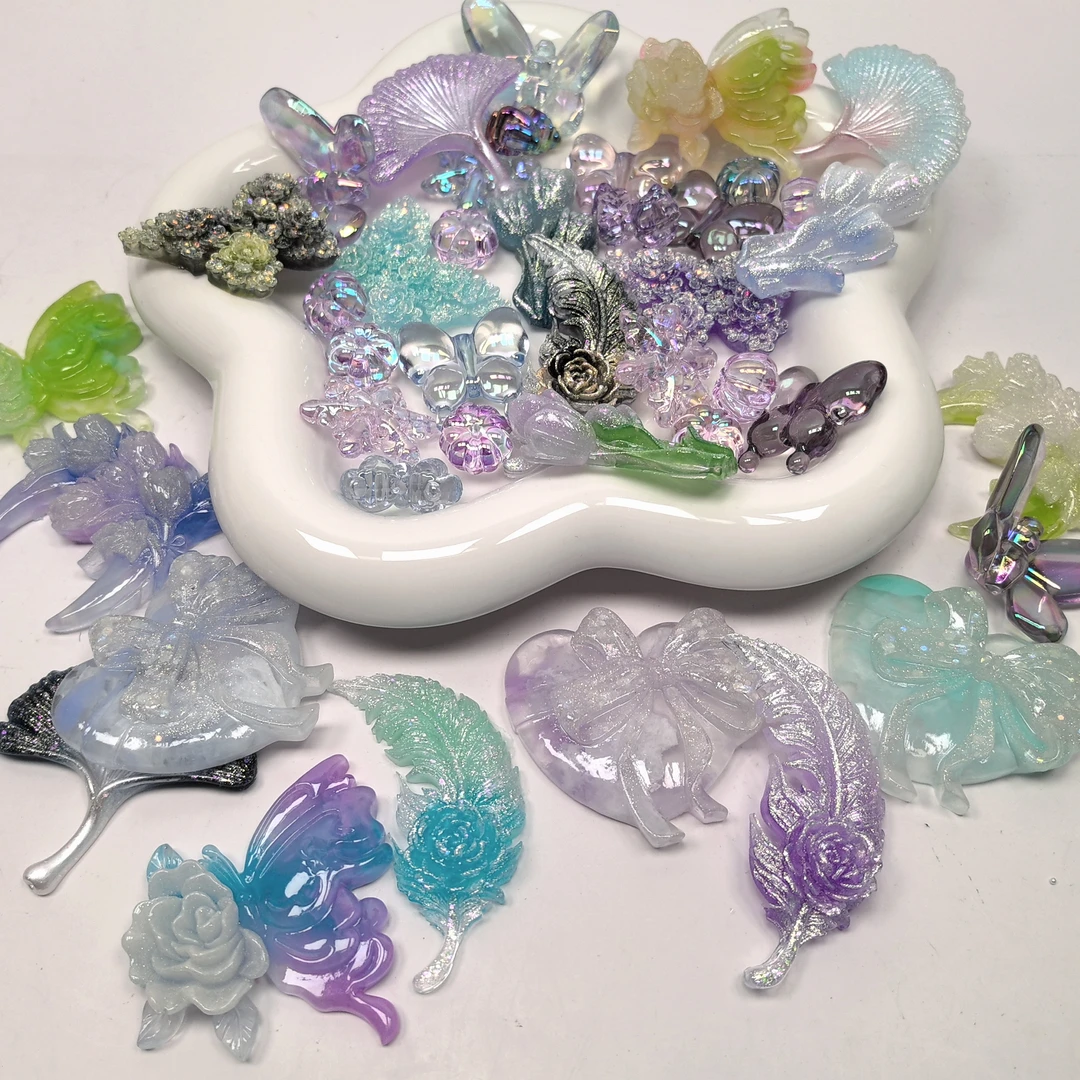 【小六专拍深色系】羽毛扇子胖蝴蝶南瓜爱心蝶恋花520DIY配件