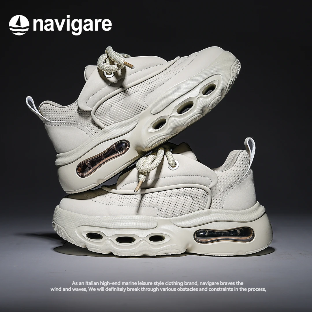 Navigare/纳维凯尔夏季新款时尚运动鞋男款老爹鞋ins厚底小白鞋男