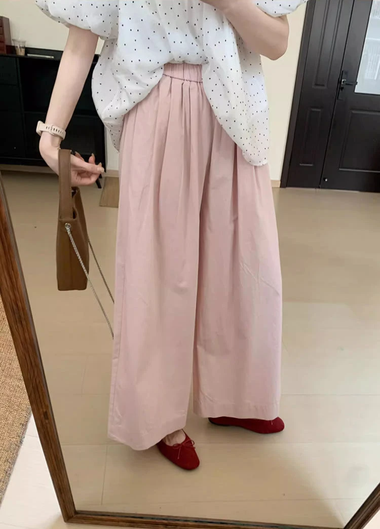 韩系春夏薄款宽松阔腿裤小个子穿搭休闲长裤
