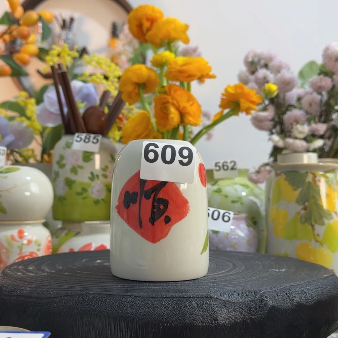 摆件景德镇手作陶瓷花瓶摆件无孔