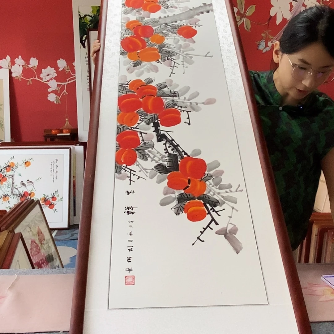 国画手写手绘带框包邮47✖️162国画作品