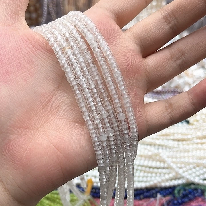 未镶嵌玛瑙/玉髓珠宝半成品一条4/2mm左右白水晶直切
