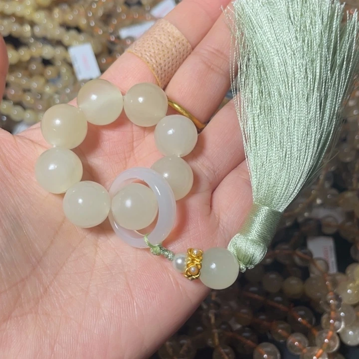 石英质玉（金丝玉）未镶嵌手链14