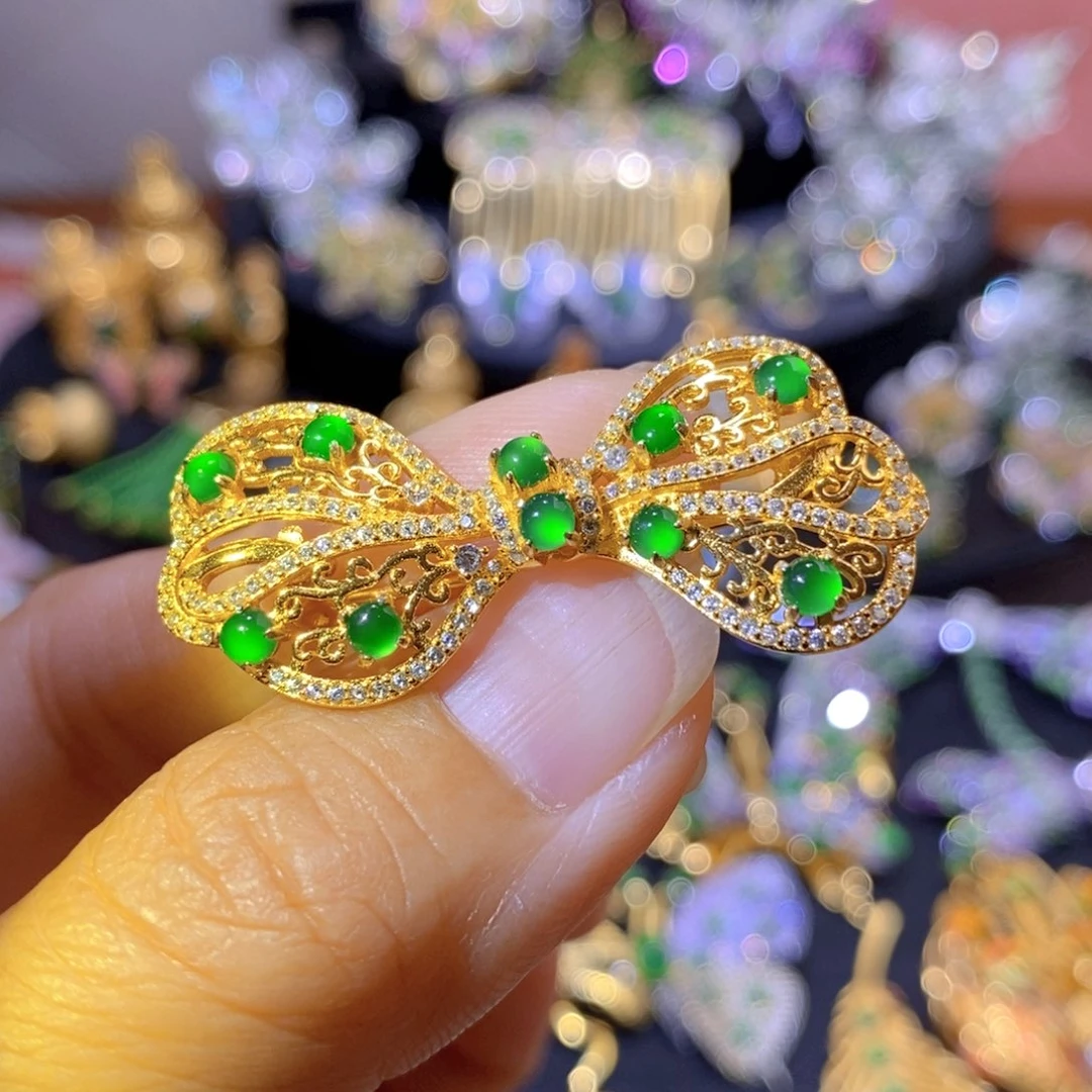 吊坠(不含链)银S925镶嵌翡翠