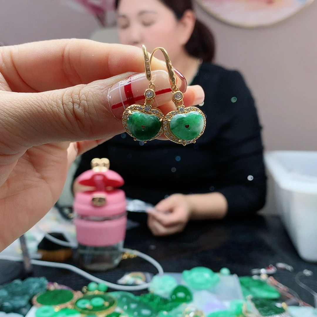 【闪购商品】翡翠耳饰银S925镶嵌，