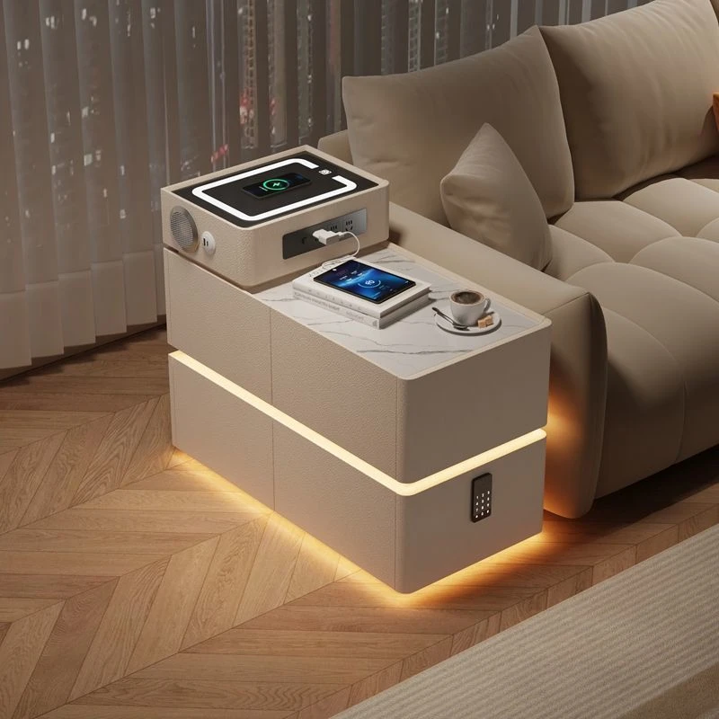 【静音导轨】智能沙发边柜轻奢高级感现代简约客厅小茶几边几储物家