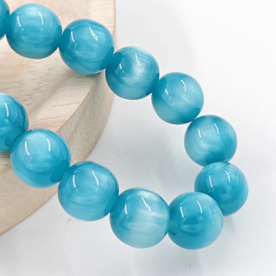 G036古典气质民族风猫眼海蓝68颗长链项链妈妈链