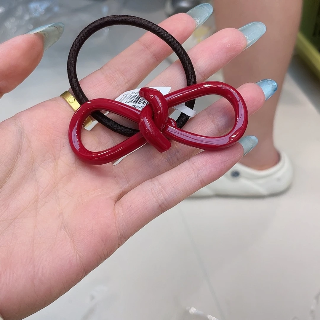 布艺非金属红色蝴蝶结发绳