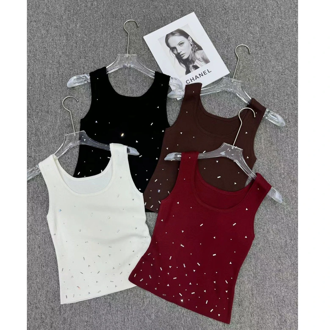 KIKI严选：38003-MT家欧货南油原创设计重工串珠纯色无袖背心