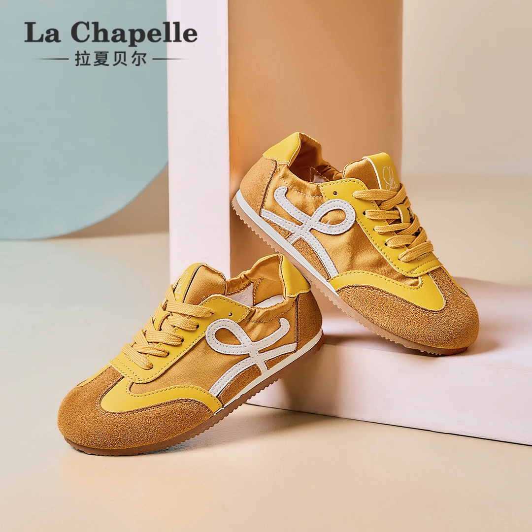 拉夏贝尔德训鞋女2025年夏季新款芭蕾鞋撞色复古休闲鞋百搭潮单鞋