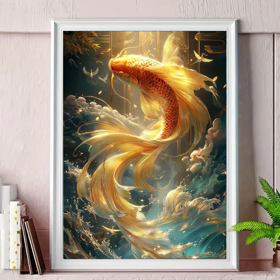 全钻锦鲤钻石画DIY解压手工居家装饰画