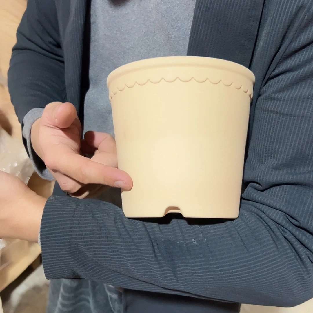 微瑕渐变花边盆14口13高1个