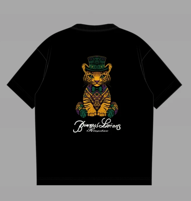 【小老虎】男女同款重磅纯棉刺绣短袖T恤男夏季男士国潮半袖