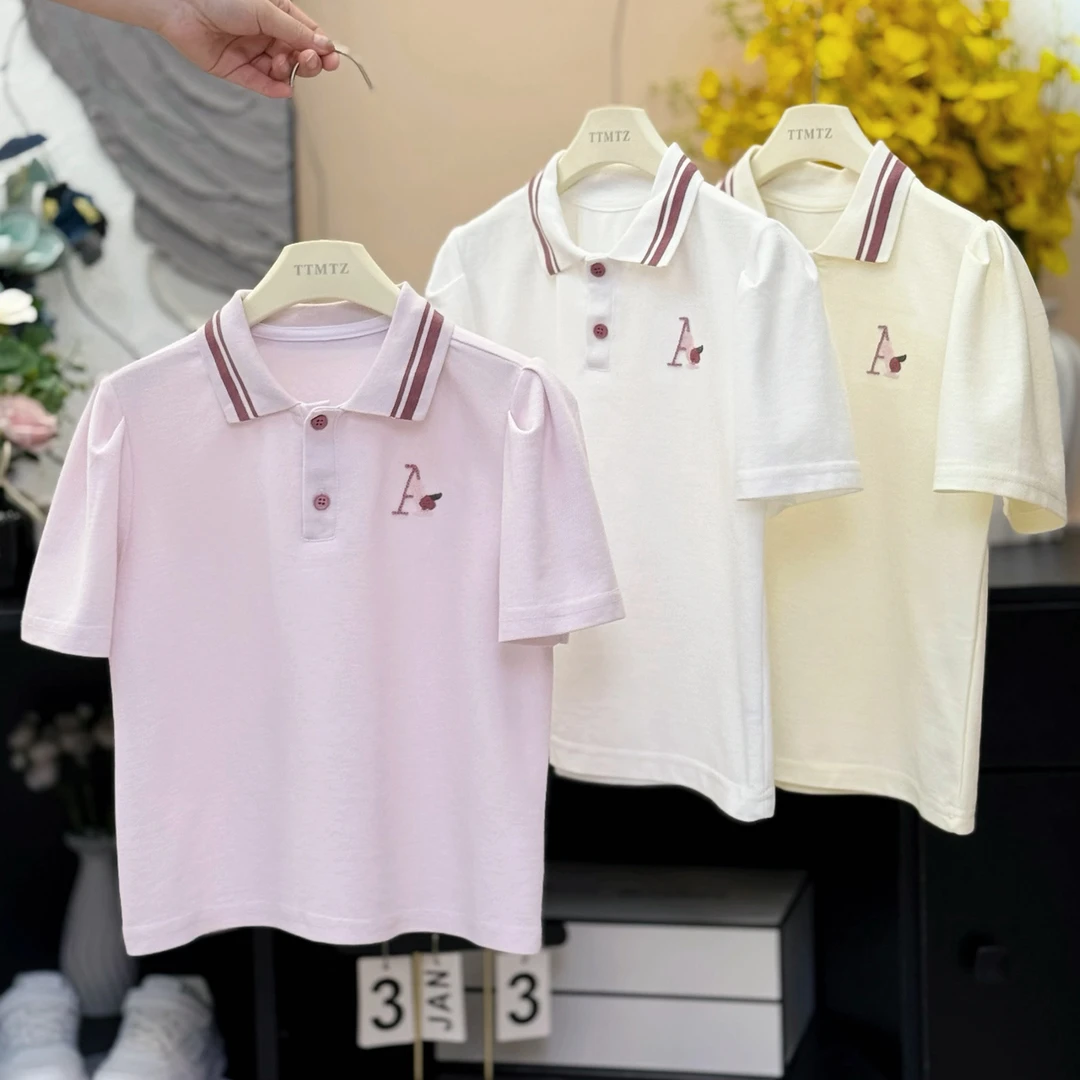 【陈思晨】2025夏~女童短袖学院风polo领T恤休闲半袖1582