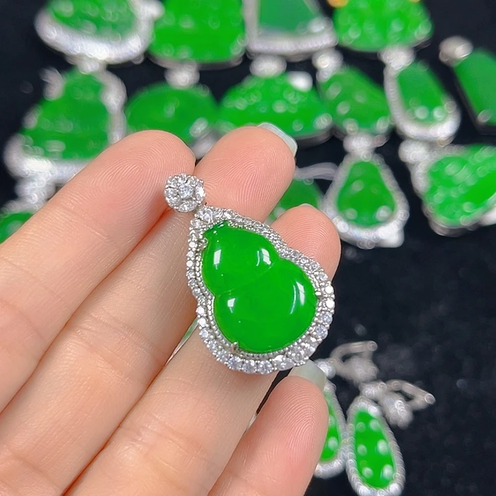 翡翠银S925镶嵌吊坠(不含链)