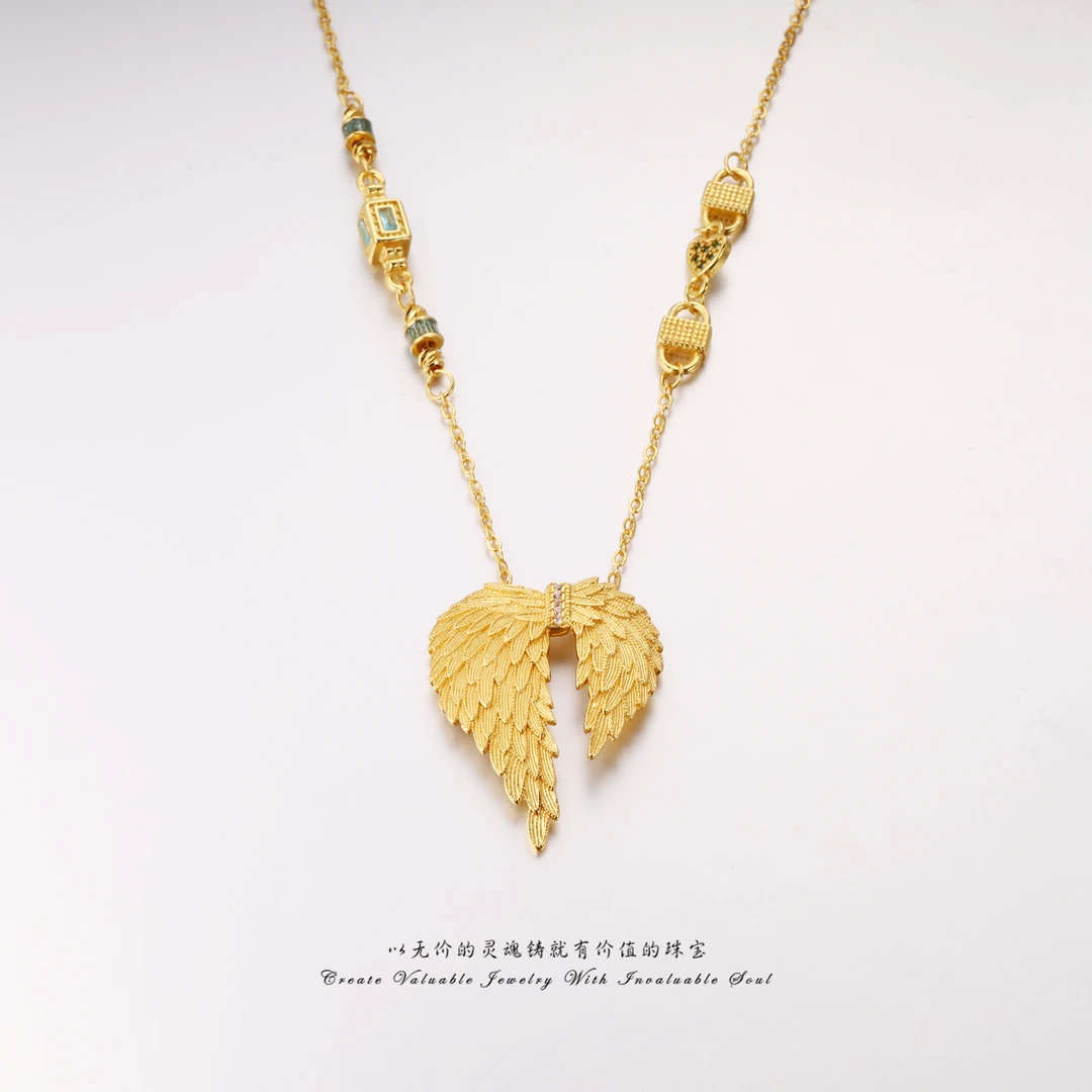 铜合金项链 【Lisa Nik】美·金色翅膀时尚项链（47cm）LSK-C-32112