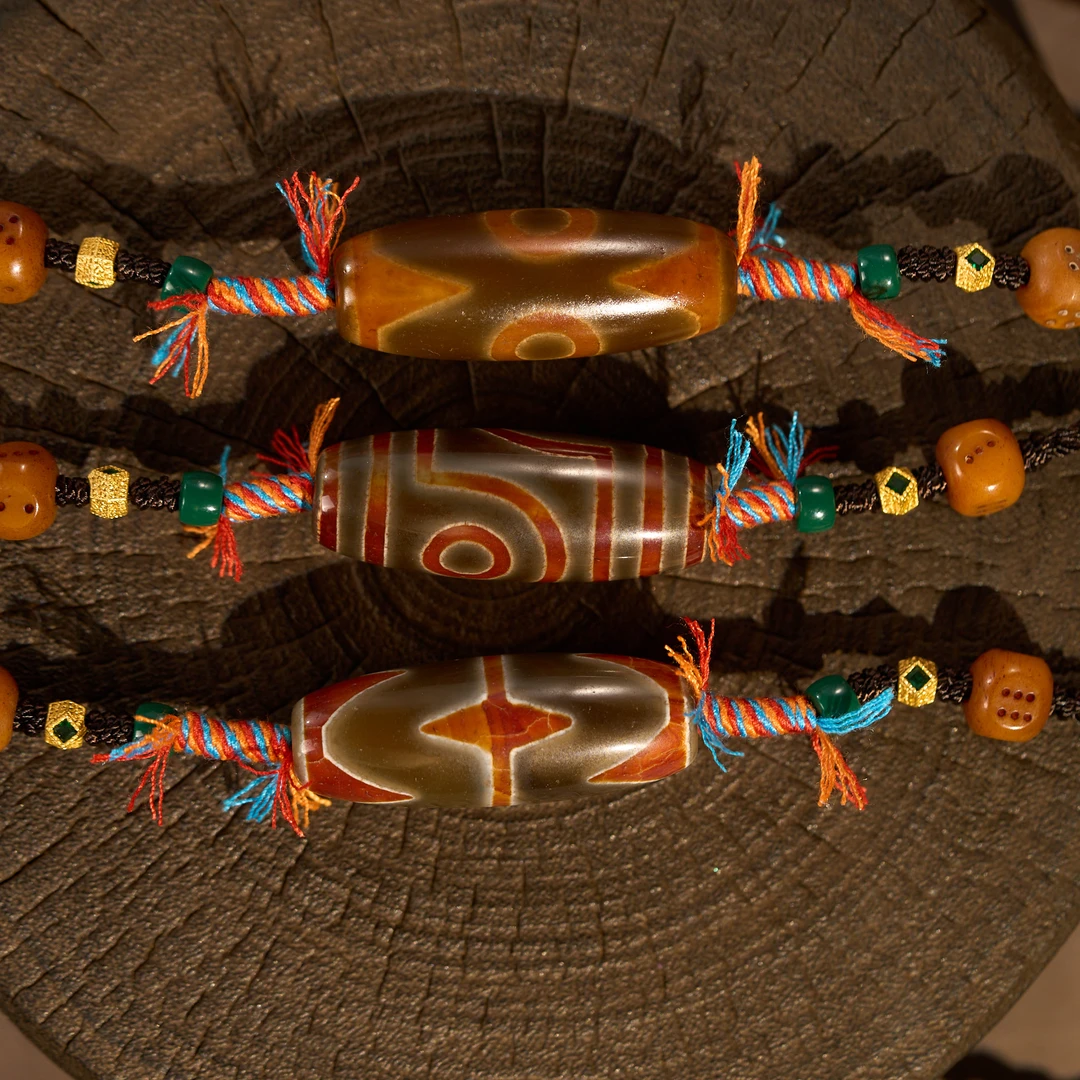 二眼熊猫三眼十字天珠项链P5TWZ多样性发一