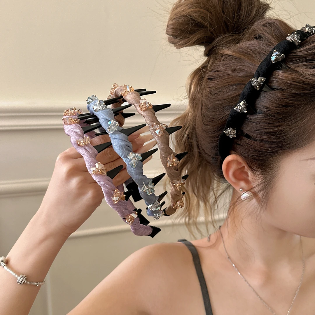 法式高级感！闪钻blingbling感觉~~带齿发箍外出洗脸防滑压发头箍