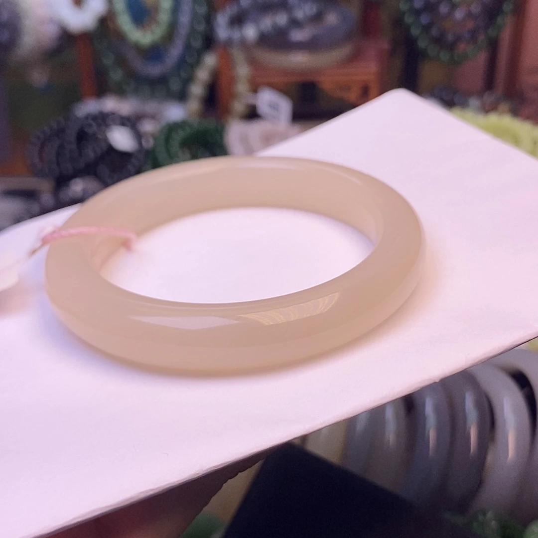 和田玉未镶嵌颈饰浓藕粉特细料烟藕手镯57