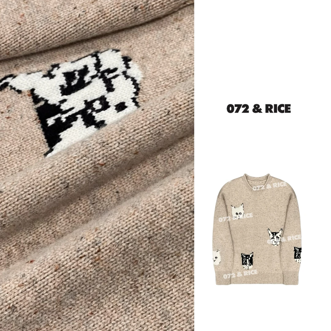 072 & RICE【招米猫】100羊毛 秋冬休闲圆领长袖上衣 31LE086