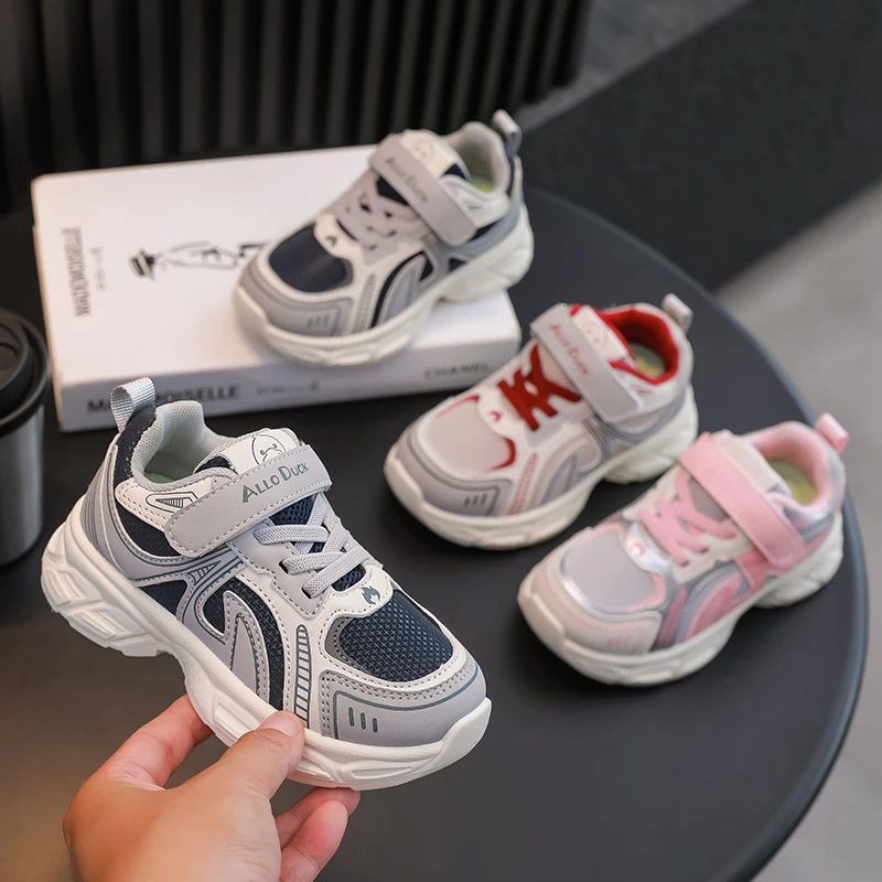 女童秋季新款潮软底运动鞋2025新款男童皮面老爹鞋童鞋软底休闲鞋