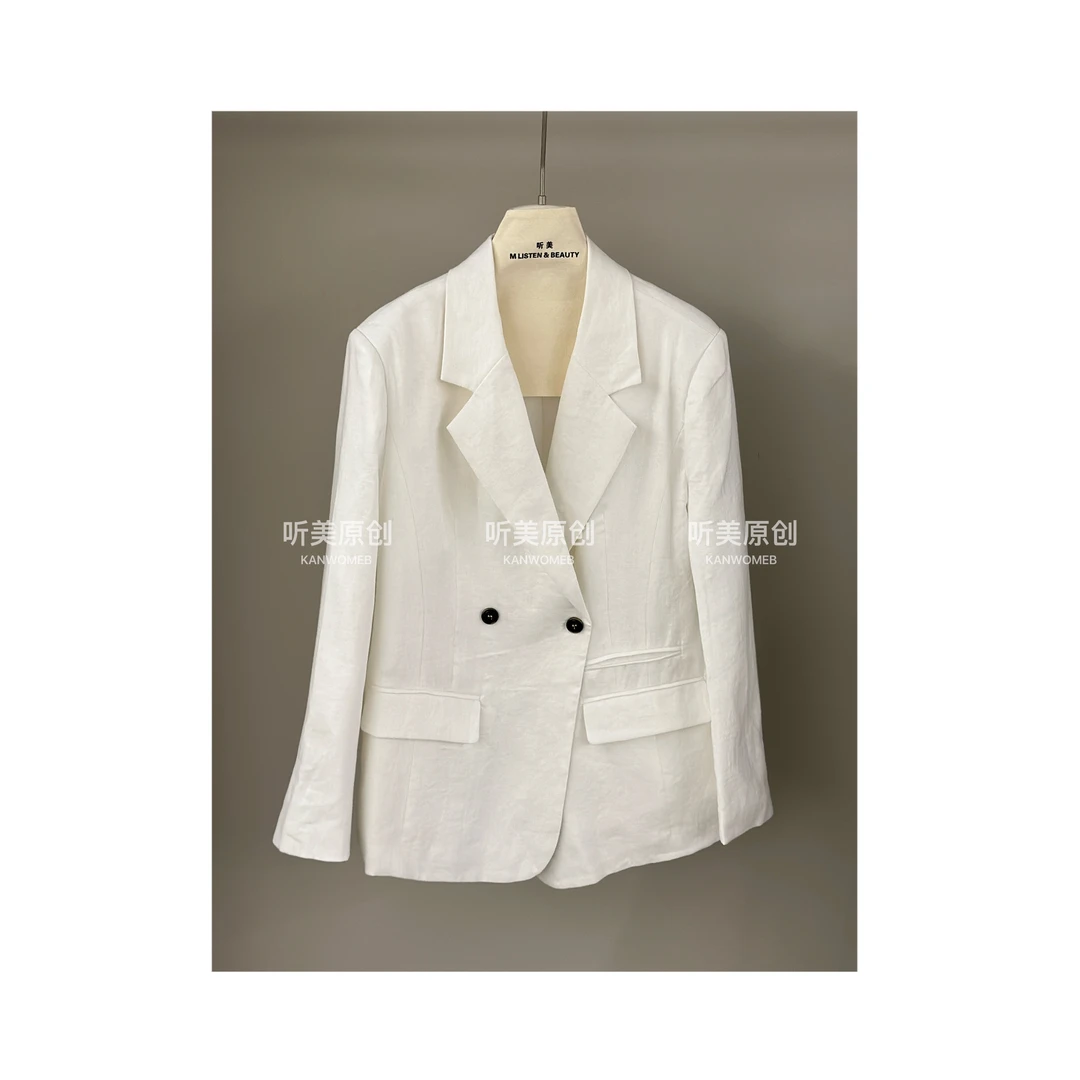 【媚儿】简约亚麻西装外套