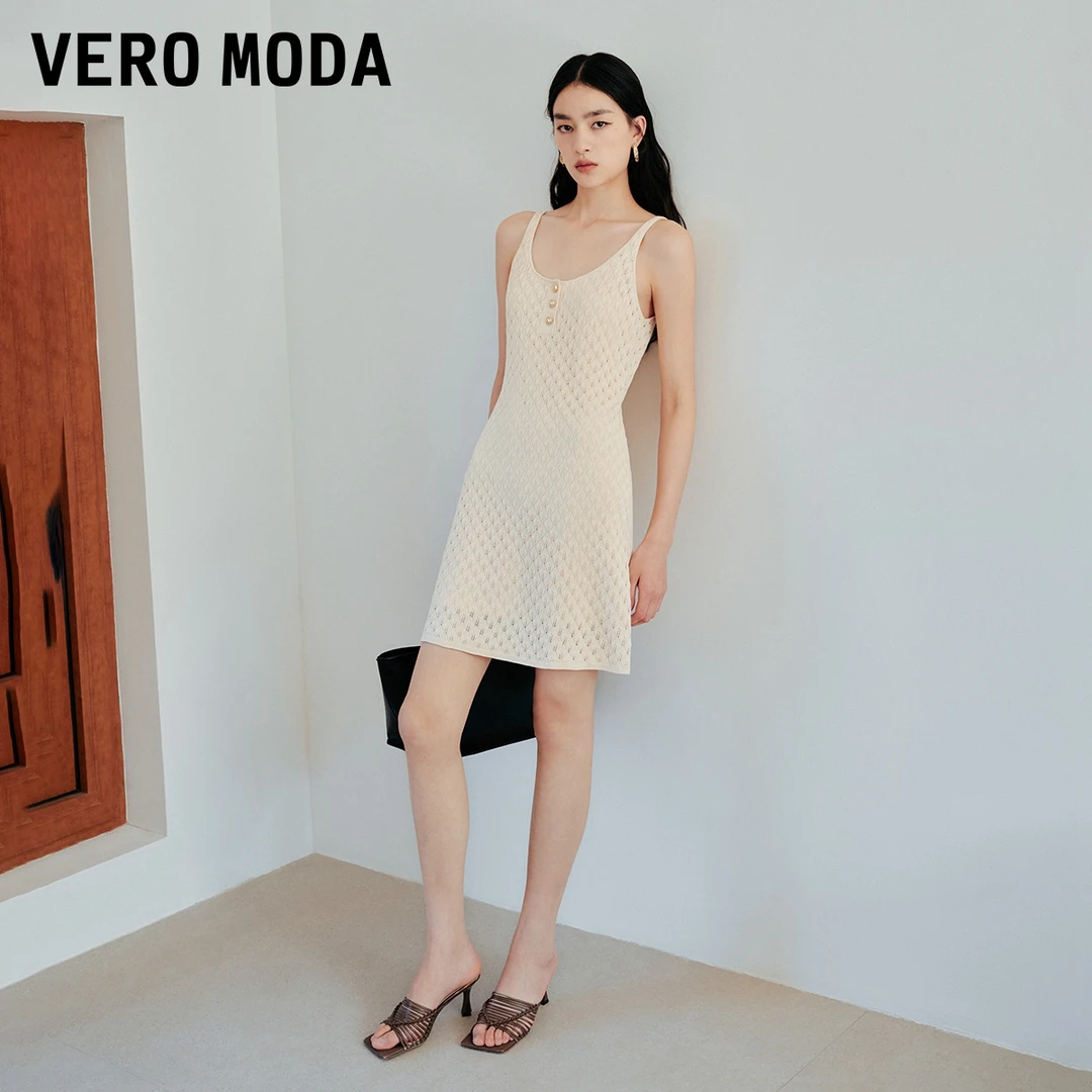 Vero Moda连衣裙新款内里加衬胸口三粒扣连衣裙氧气裙325146020