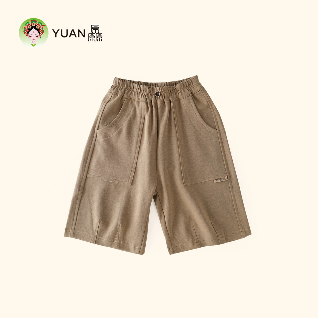 厵男童阔腿裤新款夏季韩版百搭裤子大口袋透气学生复古针织五分裤