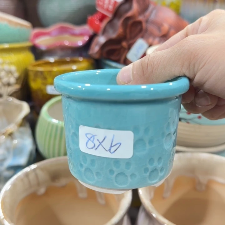 凑9块包邮，有孔，陶瓷花盆