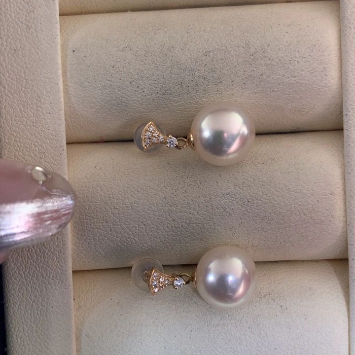 18K金镶嵌耳饰海水珍珠