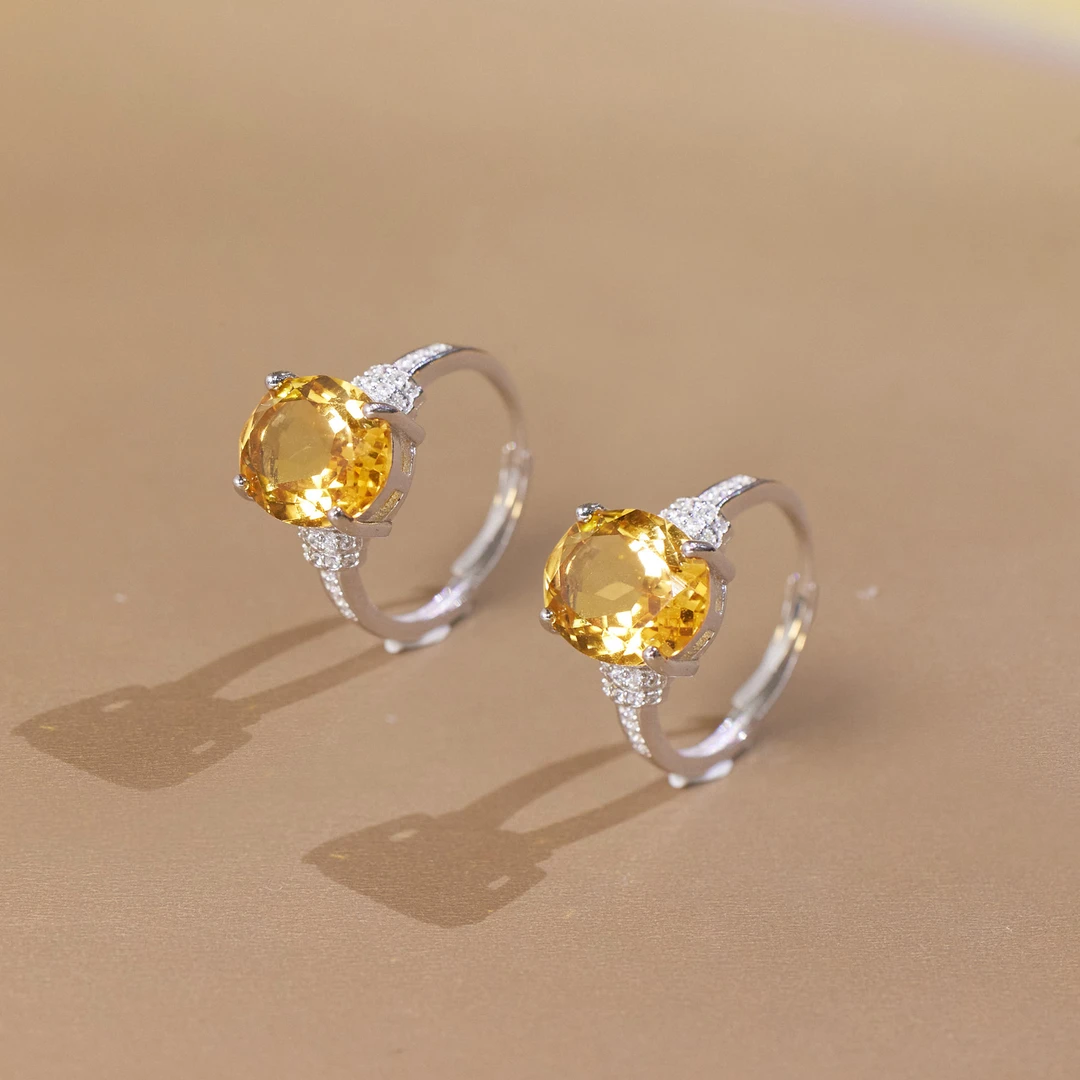 玉峰珠宝【安娜】黄水晶戒指925银【H3658】多样性发一