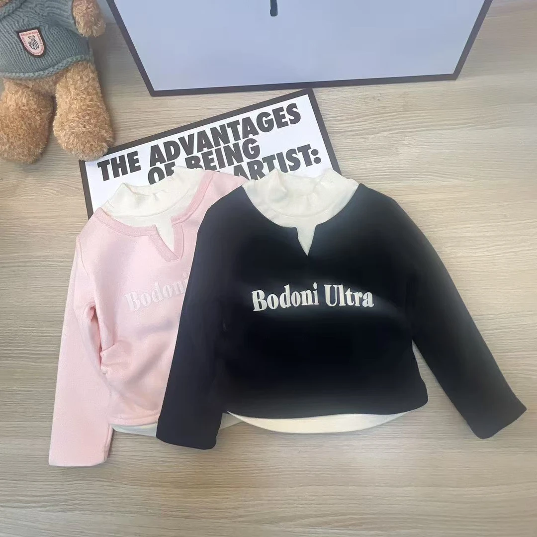 【自营｜超柔精梳棉 假两件辣妹款】女童秋冬加绒打底衫0114016