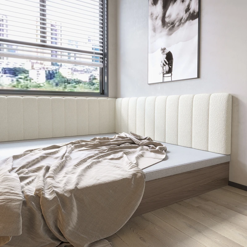 简约奶油风床头靠垫榻榻米墙围软包自粘防撞大靠背垫贴墙隔凉定制