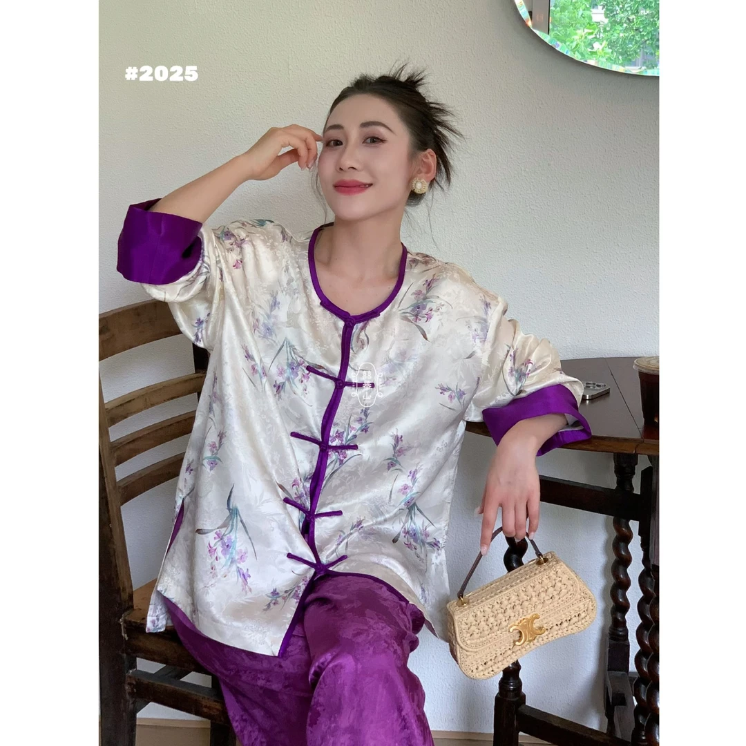 【囍番山·2025·夏季】紫鹊登花枝·真丝上衣